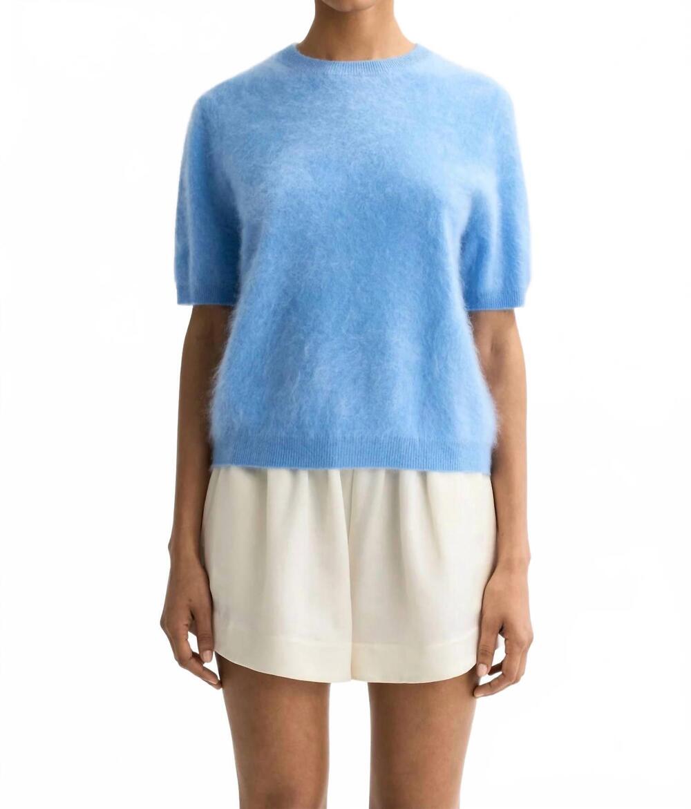 NEW SOFT GOAT brushed short sleeve top in azure